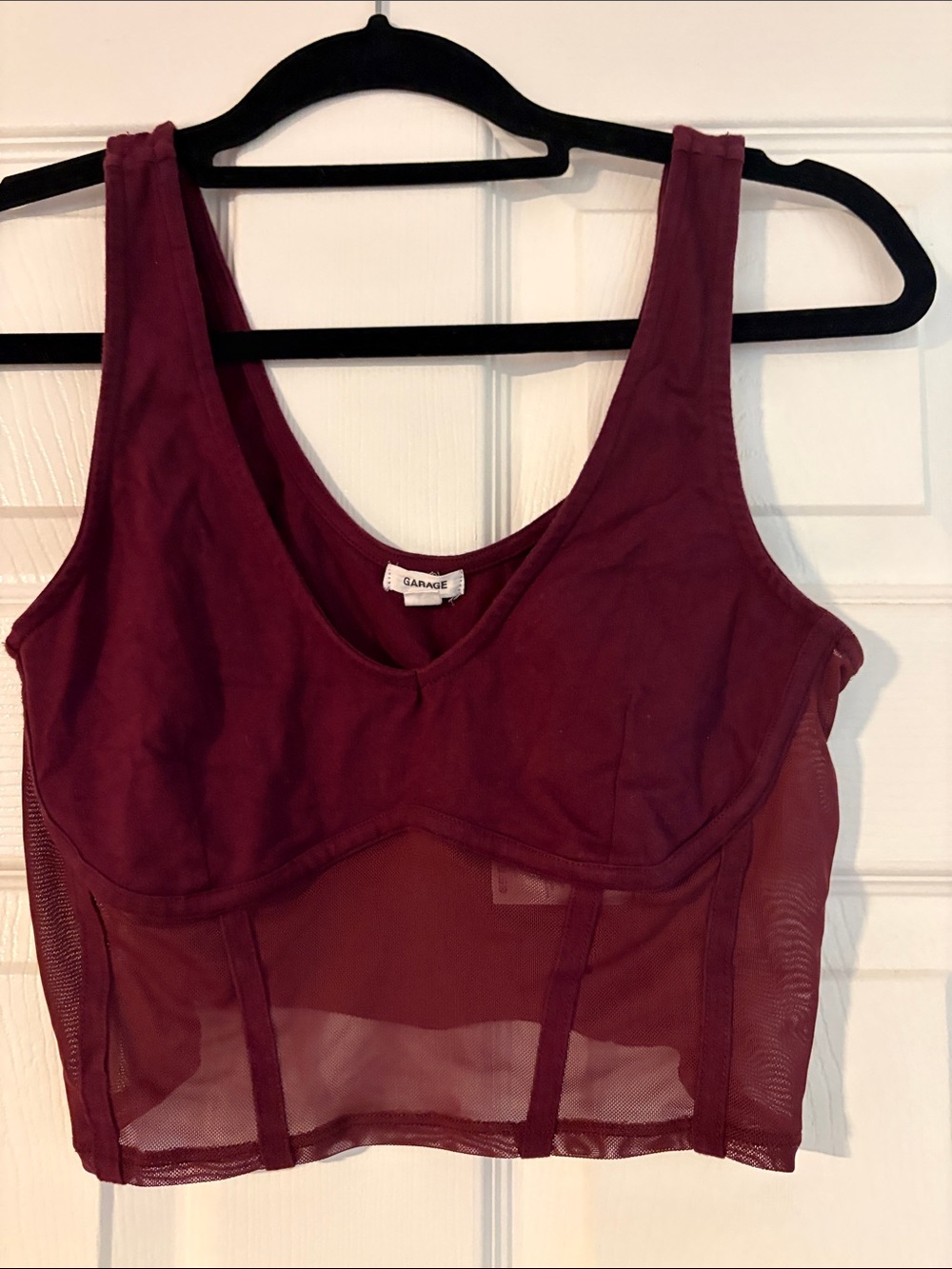 Garage Women's Burgundy Mesh Bralette Crop Top